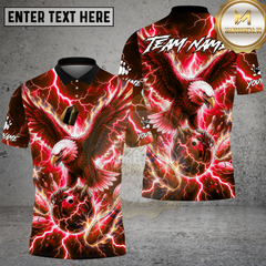 Maxcorners Bowling Shirt Electric Blue Eagle Lightning Strike Multioptions Personalized Name, Team Name 3D Shirt (4 Colors)