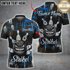 Maxcorners Bowling Strike Master Multicolor Customized Name, Team Name 3D Shirts