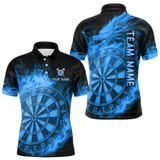 Maxcorners Personalized Blue Dartboard Dragon Flame Darts Shirt For Men Custom Dart Jerseys Polo & 1/4 Zip LM2404