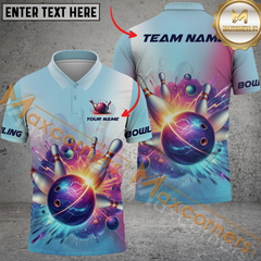 Maxcorners Dynamic Strike Bowling Jersey Customized Name, Team Name 3D Polo Shirt