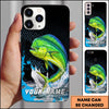 Maxcorners Black Blue Hexagon Water Splash Personalized Name Phone Case (13 Fish Species)