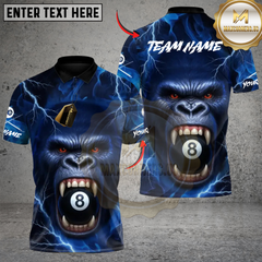 Maxcorners Billiards Gorilla 8Ball Fury Custom Name, Team Name 3D Shirt
