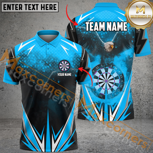 Maxcorners Darts Eagle Flame Mutilcolor Options Personalized Name, Team Name 3D Polo Shirt