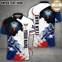 Maxcorners Billiard Bald Eagle USA Flag And Texas Flag Style Personalized Name 3D Shirt