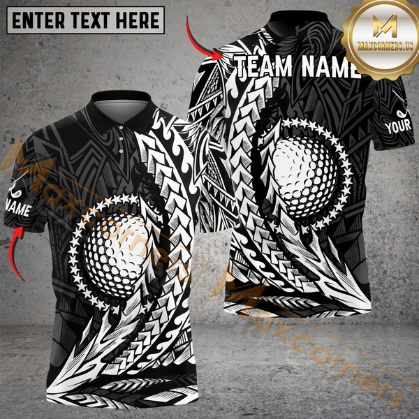 Maxcorners Tribal Swing Golf Polo Shirt, Custom Name & Team Name 3D Shirts