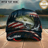 Maxcorners Fishing Patriotic American Flag Splash Personalized 3D Cap (12 Fish Species)