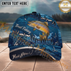 Maxcorners Fishing Heartbeat Hook Pattern Multiple Options Personalized Name 3D Cap (12 Fish Species)