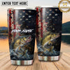 Maxcorners Fishing Tumbler Rustic Patriotic Flag Design Personalized Name Tumbler (13 Species)