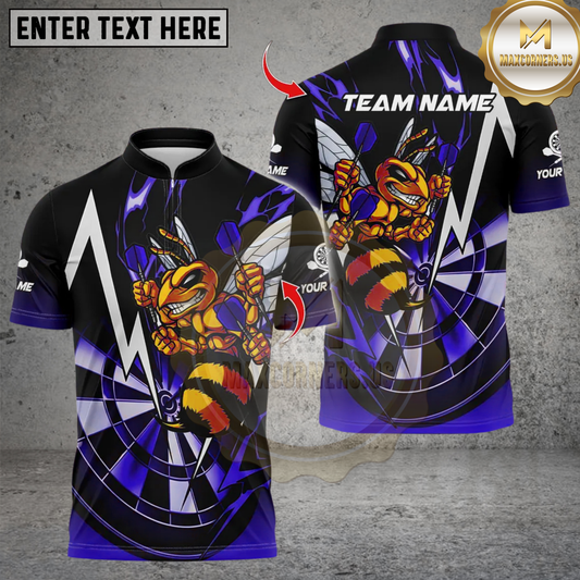 Maxcorners Darts Yellow Hornet Power With Thunder Dartboard Design Multicolor Customized Name, Team Name 3D Shirts