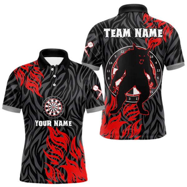 Maxcorners Red-Black Wolf Dartboards Custom Wolf Dart Shirt For Men, Dart Team Jerseys LM105
