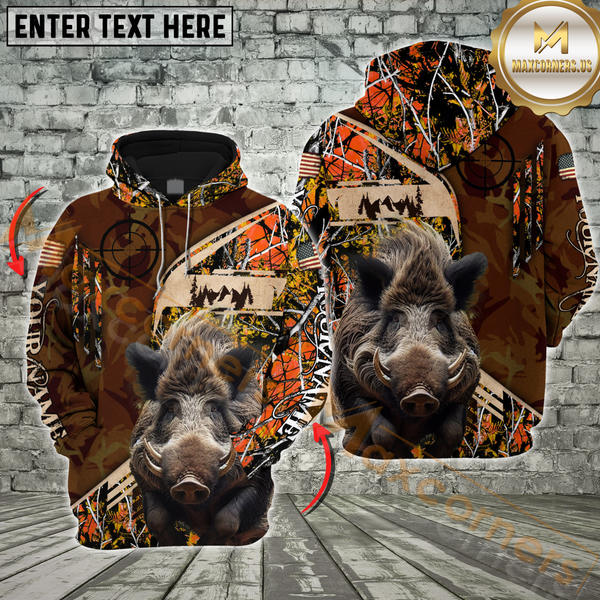 Maxcorners Wild Animal Camo Gear For Hunters Custom Name Shirt 3D All Over Printed Clothes (Moose, Deer, Boar, Turkey)