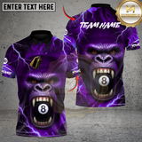 Maxcorners Billiards Gorilla 8Ball Fury Custom Name, Team Name 3D Shirt