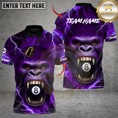 Maxcorners Billiards Gorilla 8Ball Fury Custom Name, Team Name 3D Shirt