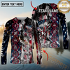 Maxcorners Fishing American Flag Smoke & Red DNA Helix Firefighter Icons Personalized Name, Team Name 3D Long Sleeve Shirt (Mahi-mahi, Tuna, Chinook, Marlin, Striped Bass, Salmon)