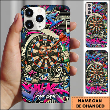 Maxcorners Funny Drunk Dartboard Character Graffiti Personalized Name 3D Phone Case