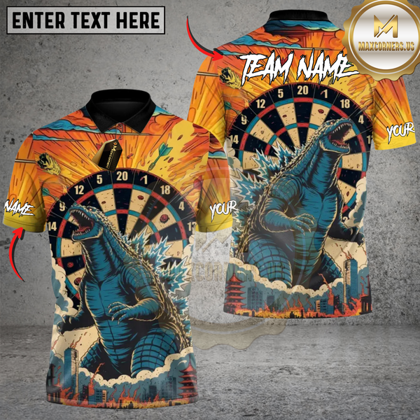 Maxcorners Darts Dartzilla Strike Personalized Name 3D Unisex Shirt