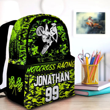 Maxcorners Motocross 43 Personalized Name And Number Backpack
