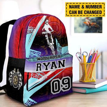 Maxcorners Motocross 55 Personalized Name And Number Backpack