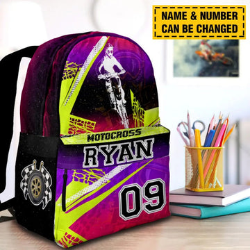 Maxcorners Motocross 56 Personalized Name And Number Backpack