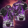 Maxcorners Bowling and Pins Abstract Grunge Texture 2 Multicolor Option Customized Name 3D Shirt
