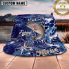 Maxcorners Fishing Deep Blue Ocean Compass Geometric Personalized 3D Bucket Hat (13 Fish Species)