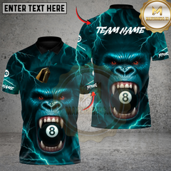 Maxcorners Billiards Gorilla 8Ball Fury Custom Name, Team Name 3D Shirt