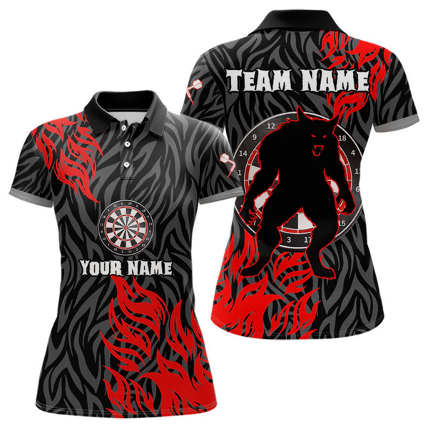 Maxcorners Red-Black Wolf Dartboards Custom Wolf Dart Shirt For Men, Dart Team Jerseys LM105