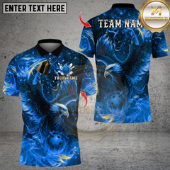 Maxcorners Bowling Flame Eagle Design Multicolor Customized Name, Team Name 3D Shirts