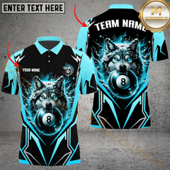 Maxcorners Billiard Pool 8 Ball Arctic Wolf Personalized Name Men And Women 3D Polo Shirt Custom Billiard Team Jersey (4 Colors)