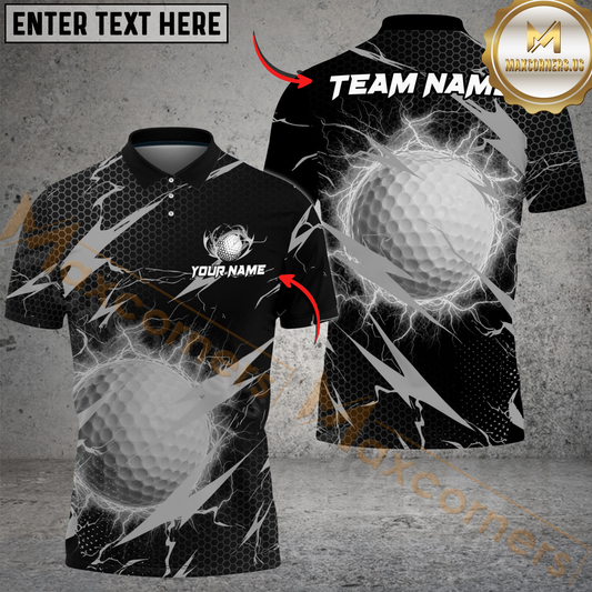 Maxcorners Golf Lightning Hexagon Pattern Personalized Name, Team Name 3D Shirt (6 Colors)