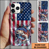 Maxcorners Fishing Phone Case American Flag Lightning Design Personalized Name 3D Phone Case (10 Fish Species)