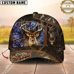 Maxcorners Buck Antlers Woodland Camo Hunting Personalized Hat 3D Printed Multicolor
