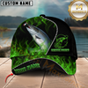Maxcorners Fishing Angler Green Flame Custom Name Personalized Cap  (12 Fish Species)