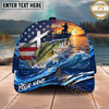 Maxcorners Fishing American Flag Sunset Wave Personalized Name 3D Cap (12 Fish Species)