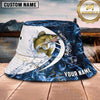 Maxcorners Fishing Blue Smoke Wave Personalized Name 3D Bucket Hat (12 Fish Species)