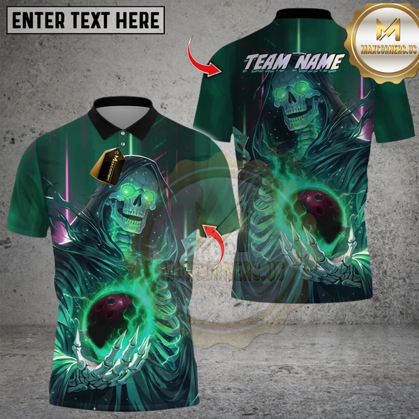 Maxcorners Bowling Grim Reaper Multioptions Personalized Name, Team Name Unisex 3D Shirts