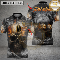 Maxcorners Darts Smoke Triple Skulls Customized Name, Team Name 3D Shirt (4 Colors)