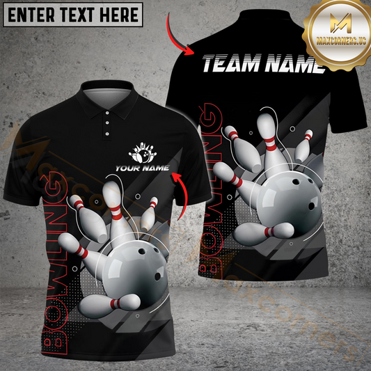 Maxcorners Bowling And Pins Deep Retro Multicolor Customized Name, Team Name 3D Shirts