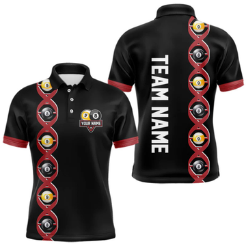 Maxcorners DNA Billiard 8 Ball & 9 Ball Shirts For Men Custom Funny Pool Billiard Jerseys Team Polo & 1/4 Zip LM064