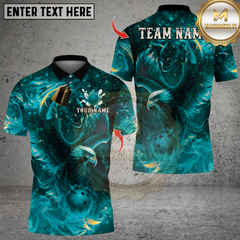 Maxcorners Bowling Flame Eagle Design Multicolor Customized Name, Team Name 3D Shirts