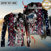 Maxcorners Fishing American Flag Smoke & Red DNA Helix Firefighter Icons Personalized Name, Team Name 3D Long Sleeve Shirt (Mahi-mahi, Tuna, Chinook, Marlin, Striped Bass, Salmon)