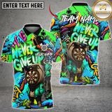 Maxcorners Darts Graffiti Dartboard Character Never Give Up Multicolor Customized Name, Team Name 3D Shirts