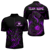 Maxcorners Black And Purple Flame Custom Dragon Bowling Team Shirts For Men, Bowling Uniform Outfit LM1605