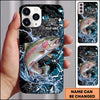 Maxcorners Black Teal Grunge Splash Personalized Name Phone Case (13 Fish Species)