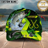 Maxcorners Fishing Green Neon Hook Splash Multiple Options Personalized Name 3D Cap (12 Fish Species)