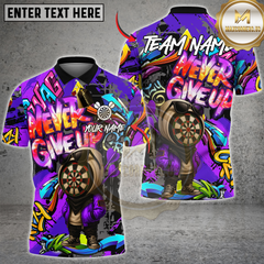 Maxcorners Darts Graffiti Dartboard Character Never Give Up Multicolor Customized Name, Team Name 3D Shirts
