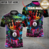Maxcorners Billiard Crowned 8-Ball Paint Splash Multicolor Personalized 3D Shirt, Graffiti Royal Style Shirts
