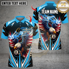 Maxcorners Billiard Ball 8 Eagle USA Flag Multicolor Customized Name, Team Name 3D Shirt