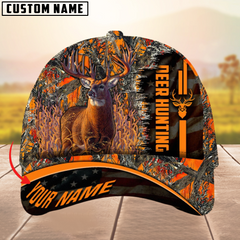 Maxcorners Premium Unique Version Of USa Flag Deer Hunting Multicolor Option Personalized Name 3D Cap