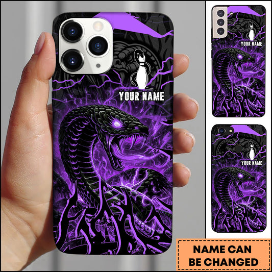 Maxcorners Bowling Red Cobra Lightning Multicolor Personalized Name 3D Phone Case
